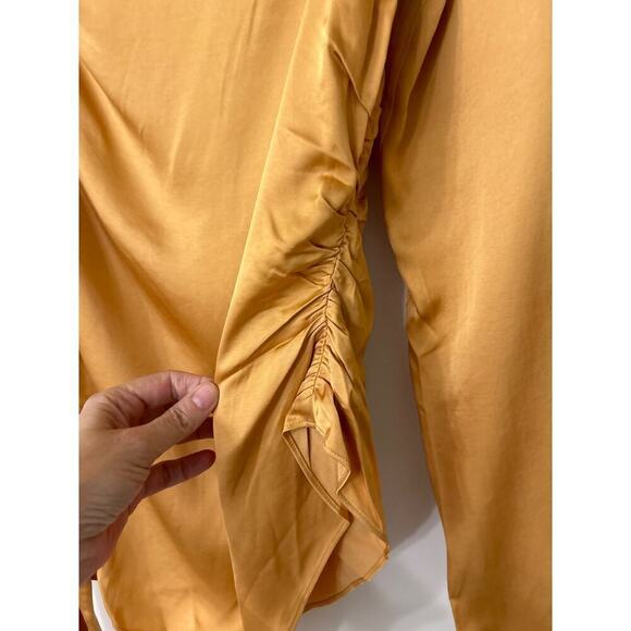 A.L.C NWT Jaime Ruched One Shoulder Top in Tawny/Gold Size 10 - Picture 6 of 14